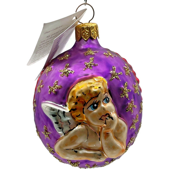 Christopher Radko Lil Miss Angel Purple Gold Stars Christmas Tree Ornament 1997 - Picture 1 of 10